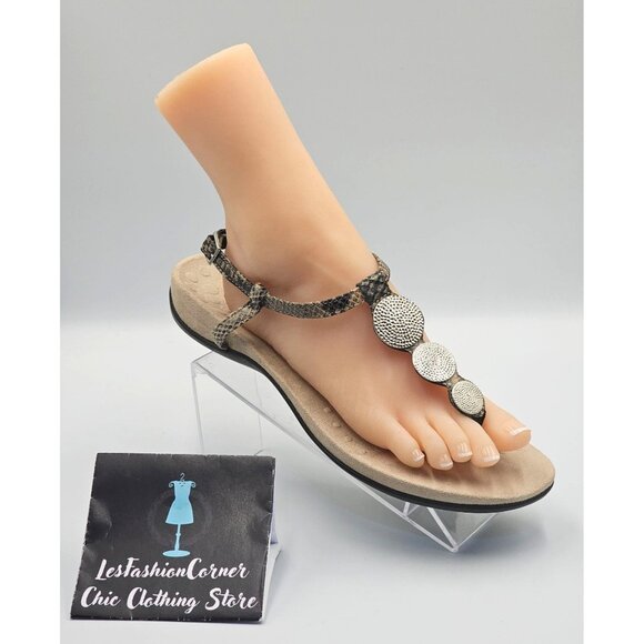 Vionic Women's Snake Print Lizbeth T-strap Orthotic Sandal Sz 11 2525 - Picture 13 of 16